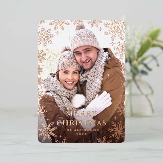 Roos goud met prettige feestdagen (Staand Voorkant)