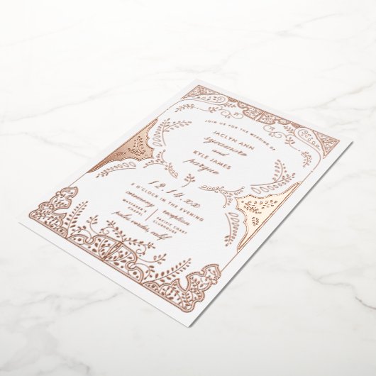 Roos goud met wielrennen folie uitnodiging (Gedraaid)