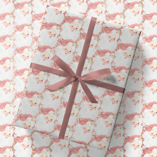  roos goud metaalglitter santa kerst cadeaupapier
