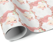  roos goud metaalglitter santa kerst cadeaupapier (Rol Hoek)