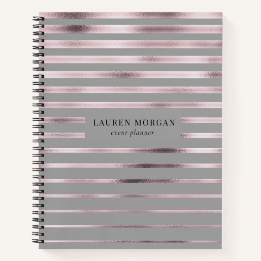 roos goud metaalstrippen monogram Notitieboek (Voorkant)