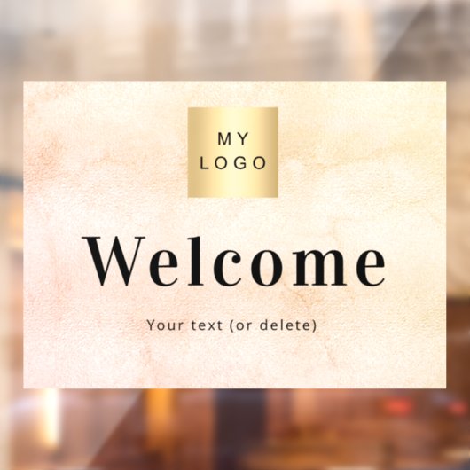 Roos goud metalen logo welkom raamsticker (Vel 2)