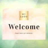 Roos goud metalen logo welkom raamsticker (Vel 3)