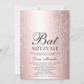 Roos goud metalen strijklampjes chic Bat Mitzvah Kaart (Voorkant)