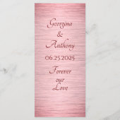 Roos Goud Metallic Bruiloft Receptie Menu (Achterkant)