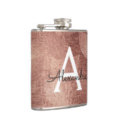 Roos goud metallic Folie glam monogram Initiaal Heupfles (Rechts)