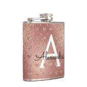 Roos goud metallic Folie glam monogram Initiaal Heupfles (Rechts)