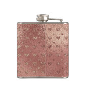 Roos goud metallic Folie glam monogram Initiaal Heupfles (Achterkant)