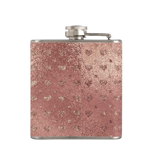 Roos goud metallic Folie glam monogram Initiaal Heupfles (Achterkant)