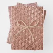 Roos Goud Metallic Folie Look Textured Inpakpapier Vel (In situ)