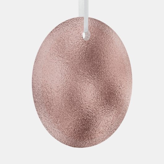 Roos Goud Metallic:  glans. Glas Ornament (Voorkant Rechts)