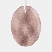 Roos Goud Metallic:  glans. Glas Ornament (Voorkant links)