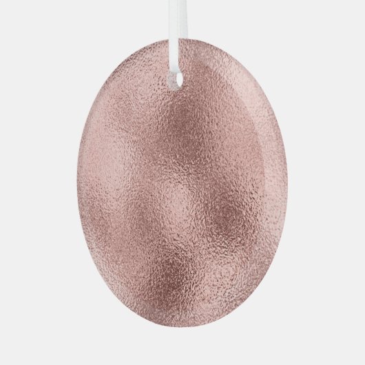 Roos Goud Metallic:  glans. Glas Ornament (Voorkant links)