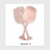 Roos Goud Metallic Glitter Folie wijnglazen Sticker (Vel)