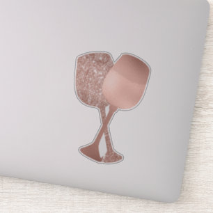 Roos Goud Metallic Glitter Folie wijnglazen Sticker