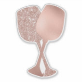 Roos Goud Metallic Glitter Folie wijnglazen Sticker (Voorkant)