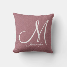 Roos goud metallic glitter wit Monogram Kussen