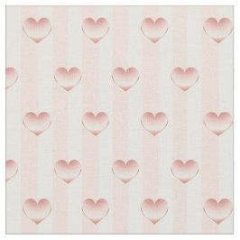 Roos Goud Metallic Hearts & White Stripes Pattern Stof
