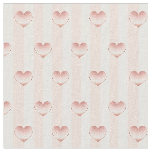 Roos Goud Metallic Hearts & White Stripes Pattern Stof (Close Up)