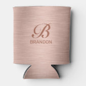 Roos Goud Metallic Textuur Monogram Blikjeskoeler (Voorkant)