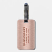 Roos Goud Metallic Textuur Ontwerp Monogram Bagagelabel (Achterkant verticaal)