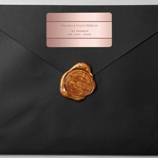 Roos goud metallisch modern minimalistisch huwelij etiket