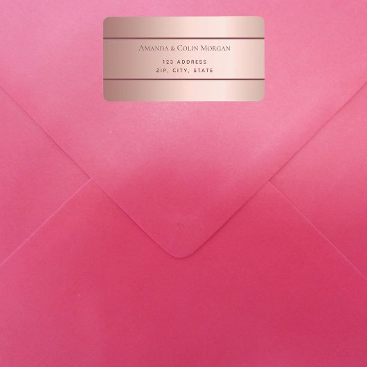 Roos goud metallisch modern minimalistisch huwelij etiket