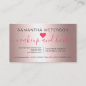 Roos goud metallisch ombre script make-up roze 10 klantenkaartje (Achterkant)