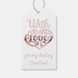 Roos goud metallisch uitzien Valentijn hart liefde Cadeaulabel