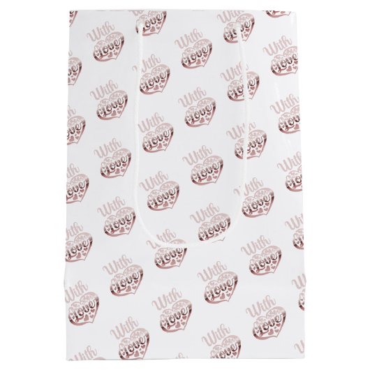 Roos goud metallisch uitzien Valentijn hart liefde Medium Cadeauzakje (Achterkant)