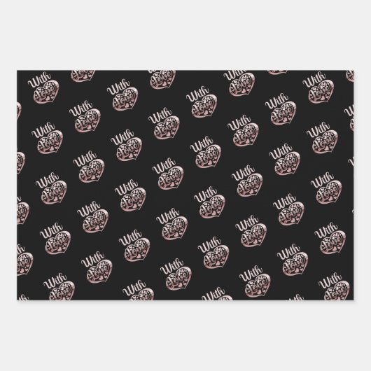 Roos goud metallisch uitzien Valentijn hartliefde Inpakpapier Vel (Voorkant 3)