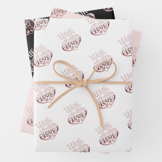 Roos goud metallisch uitzien Valentijn hartliefde Inpakpapier Vel (In situ)