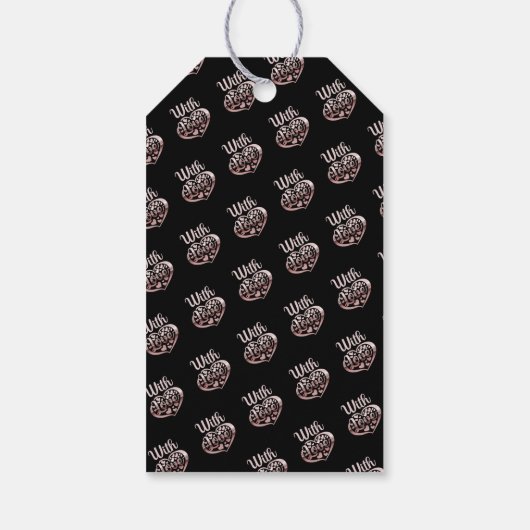 Roos goud metallisch uitziende Valentijn hartliefd Cadeaulabel (Achterkant)