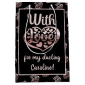 Roos goud metallisch uitziende Valentijn hartliefd Medium Cadeauzakje (Voorkant)