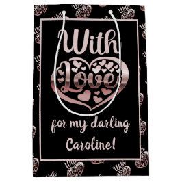 Roos goud metallisch uitziende Valentijn hartliefd Medium Cadeauzakje