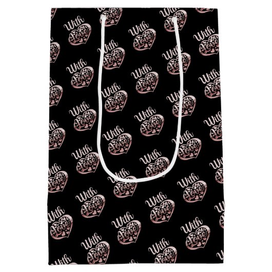 Roos goud metallisch uitziende Valentijn hartliefd Medium Cadeauzakje (Achterkant)