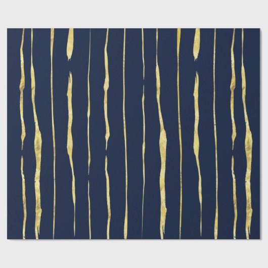 Roos-goud & Midnight-blauw Abstracte Stripes Cadeaupapier (Vlak)