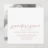 Roos Goud Minimal Script Modern Photo Wedding Kaart (Voorkant / Achterkant)