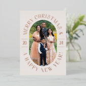 Roos Goud Modern Classic Ovaal Foto Kerst Kaart (Staand Voorkant)