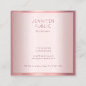 Roos Goud Modern Elegant Creatief Eenvoudige Sjabl Vierkante Visitekaartje (Achterkant)