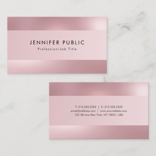 Roos Goud Modern Elegant Eenvoudig Professioneel Visitekaartje (Voorkant / Achterkant)