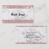 Roos Goud Modern Glam Marmer & Glitter Glamour Visitekaartje (Voorkant / Achterkant)