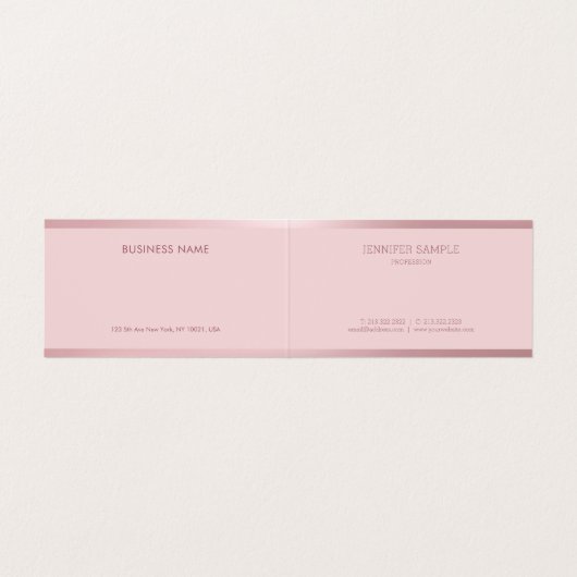 Roos Goud Modern Handgeschreven Script Naam Elegan Visitekaartje (Binnenkant ongevouwen)