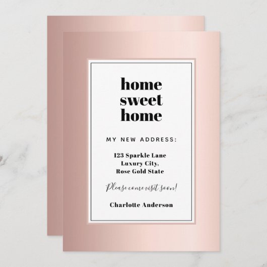 Roos goud modern minimalistisch thuis zoet huis be aankondiging (Voorkant / Achterkant)