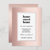 Roos goud modern minimalistisch thuis zoet huis be aankondigingskaart (Voorkant / Achterkant)