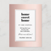 Roos goud modern minimalistisch thuis zoet huis be aankondigingskaart (Voorkant)