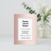 Roos goud modern minimalistisch thuis zoet huis be aankondigingskaart (Staand voorkant)