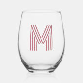 Roos Goud Modern Monogram Initiaal Letter Wijnglas Zonder Voet (Voorkant)