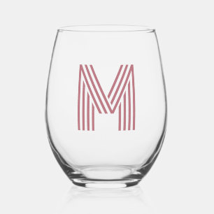 Roos Goud Modern Monogram Initiaal Letter Wijnglas Zonder Voet