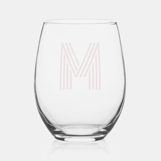 Roos Goud Modern Monogram Initiaal Letter Wijnglas Zonder Voet (Achterkant)